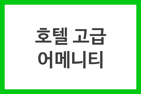 호텔 고급 어메니티