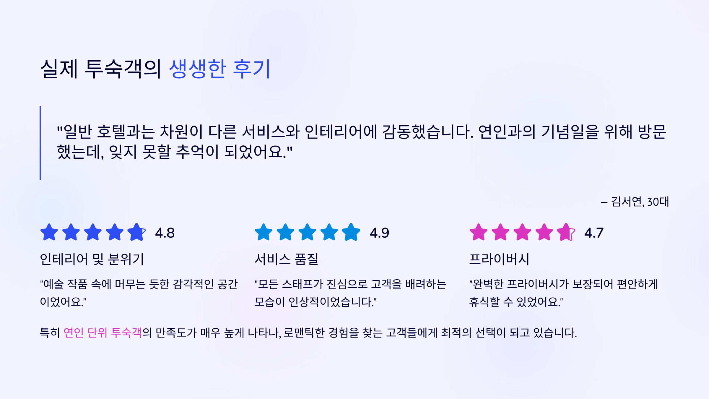 8. 실제 투숙객 후기