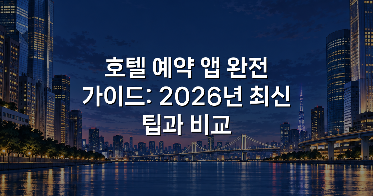 호텔 예약 앱 완전 가이드: 2026년 최신 팁과 비교