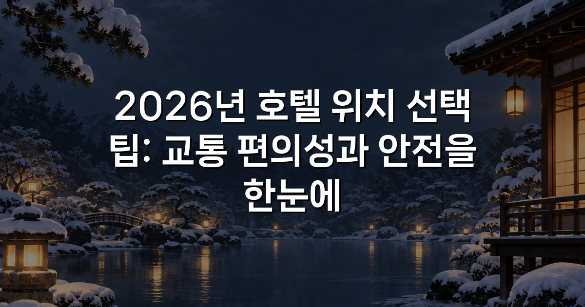 2026년 호텔 위치 선택 팁: 교통 편의성과 안전을 한눈에