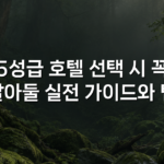 5성급 호텔 선택 시 꼭 알아둘 실전 가이드와 팁