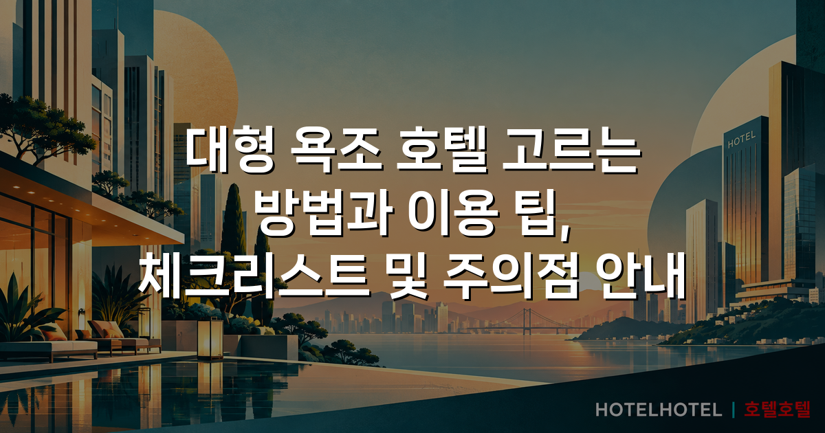대형 욕조 호텔 고르는 방법과 이용 팁, 체크리스트 및 주의점 안내