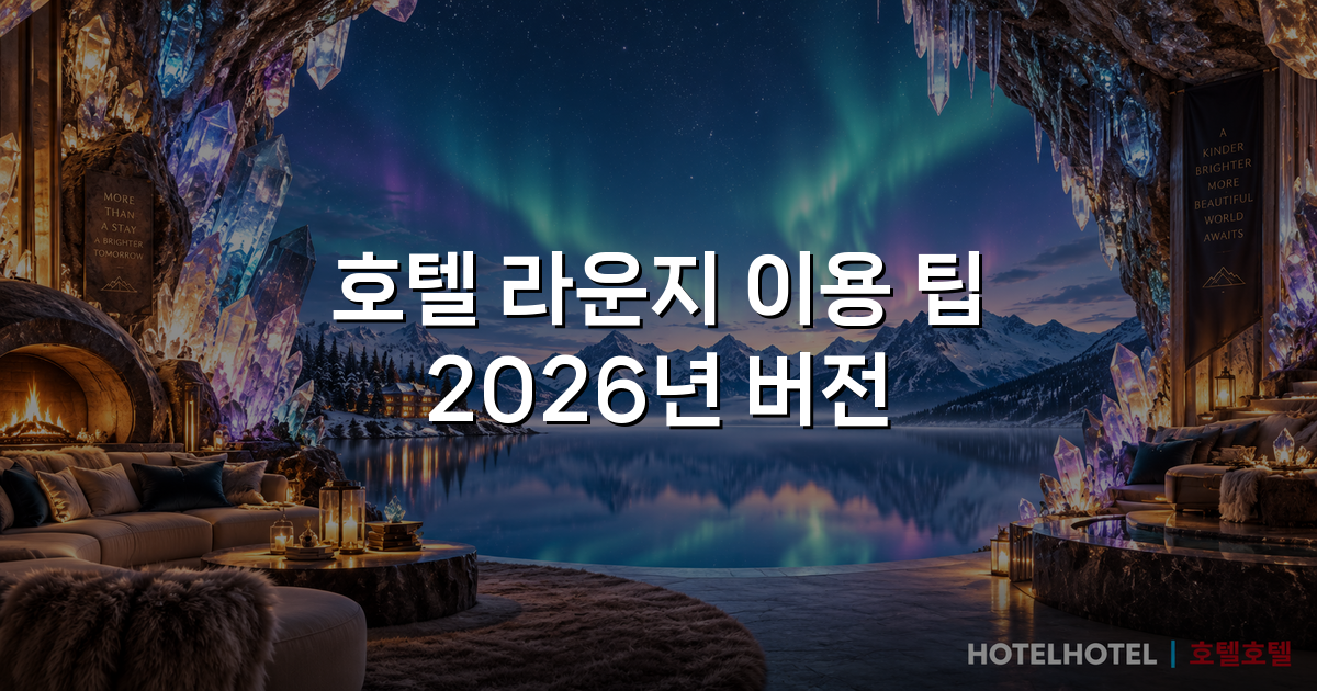 호텔 라운지 이용 팁 2026년 버전