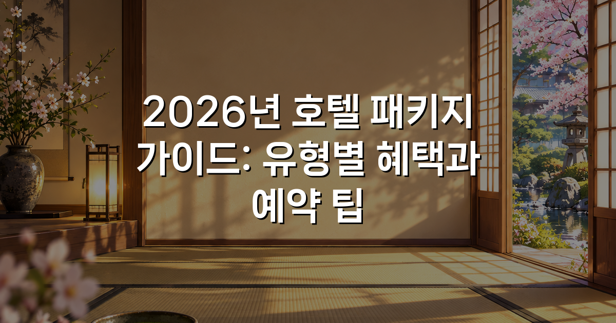 2026년 호텔 패키지 가이드: 유형별 혜택과 예약 팁