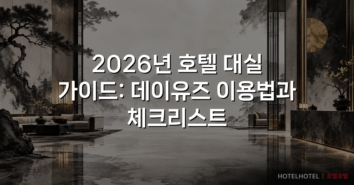 2026년 호텔 대실 가이드: 데이유즈 이용법과 체크리스트
