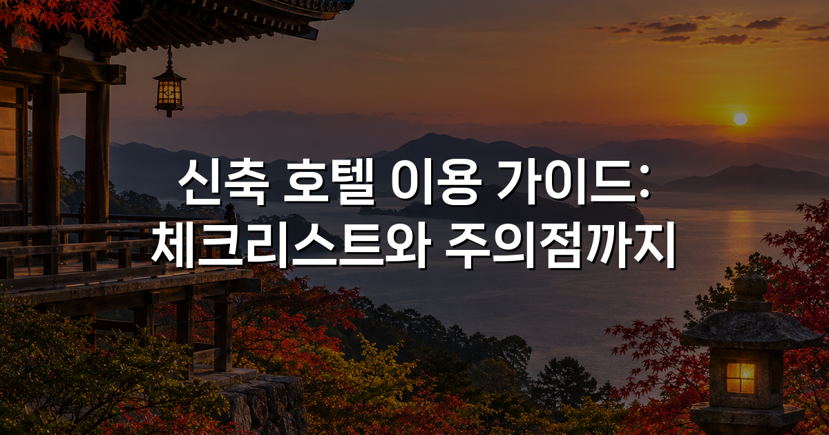 신축 호텔 이용 가이드: 체크리스트와 주의점까지
