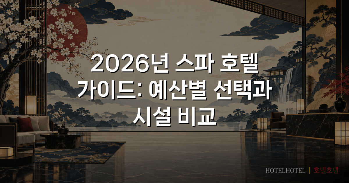 2026년 스파 호텔 가이드: 예산별 선택과 시설 비교