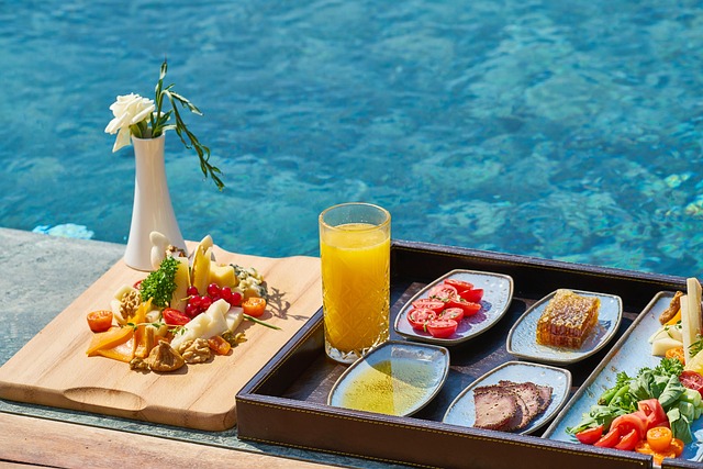 Hotel breakfast area with buffet spread