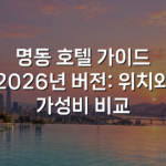 명동 호텔 가이드 2026년 버전: 위치와 가성비 비교