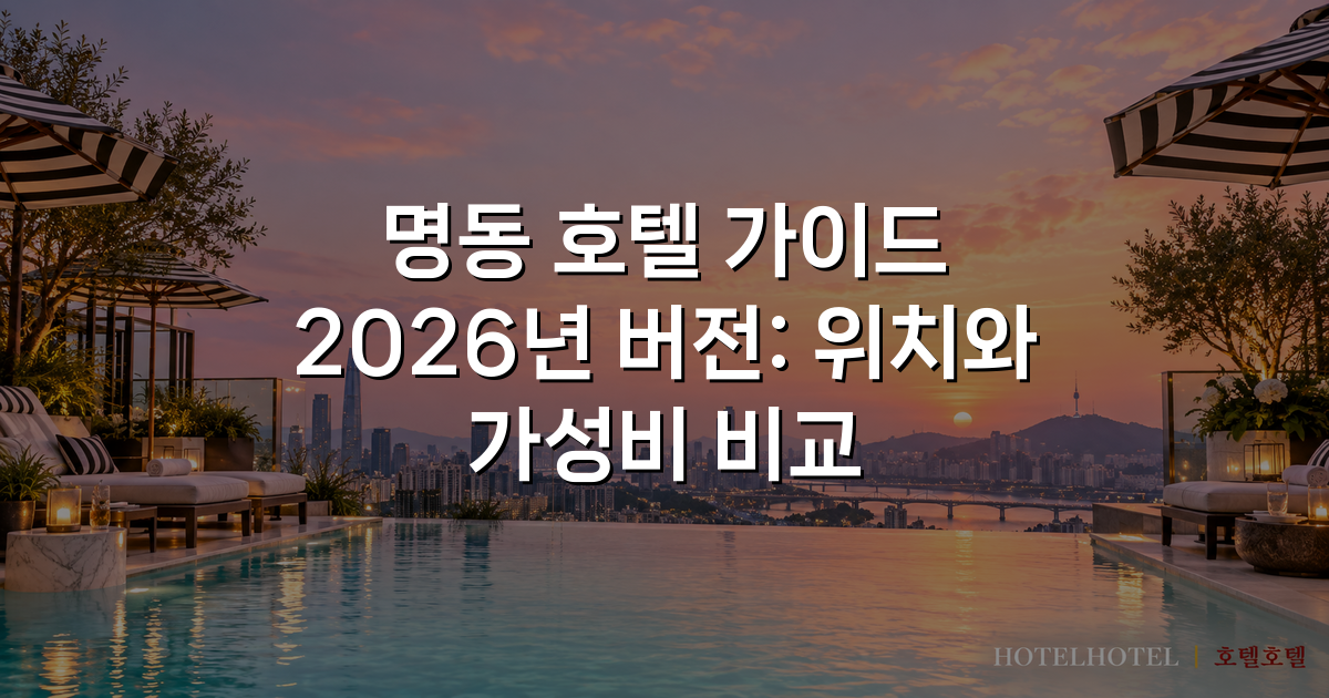명동 호텔 가이드 2026년 버전: 위치와 가성비 비교