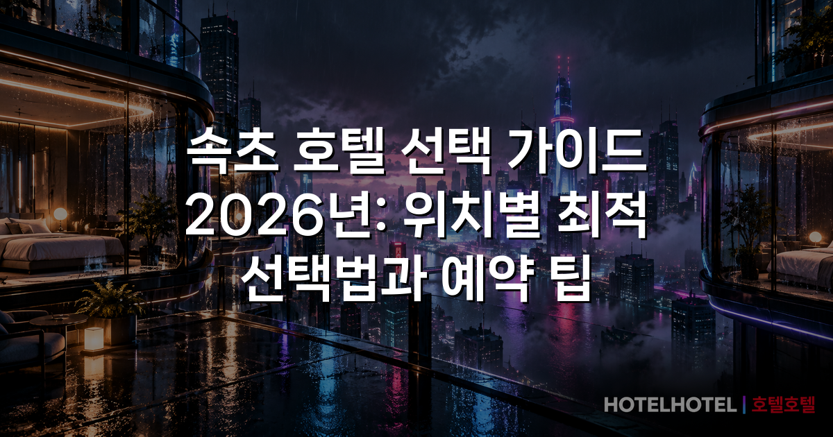 속초 호텔 선택 가이드 2026년: 위치별 최적 선택법과 예약 팁