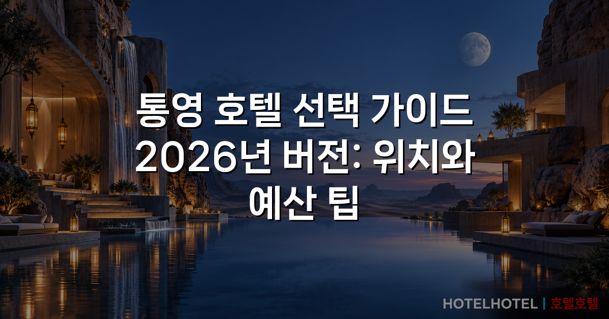 통영 호텔 선택 가이드 2026년 버전: 위치와 예산 팁