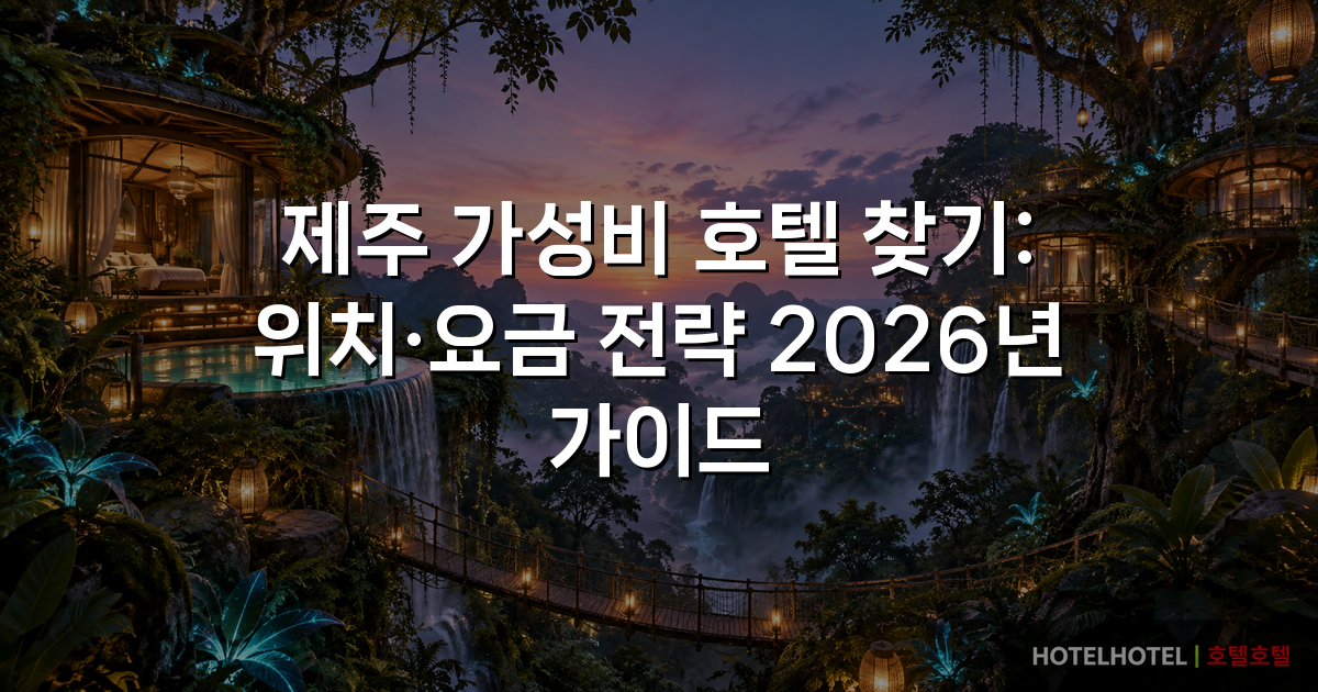제주 가성비 호텔 찾기: 위치·요금 전략 2026년 가이드