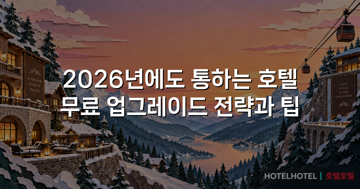 2026년에도 통하는 호텔 무료 업그레이드 전략과 팁