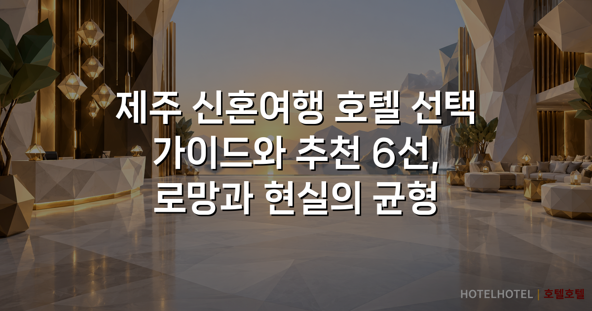 제주 신혼여행 호텔 선택 가이드와 추천 6선, 로망과 현실의 균형