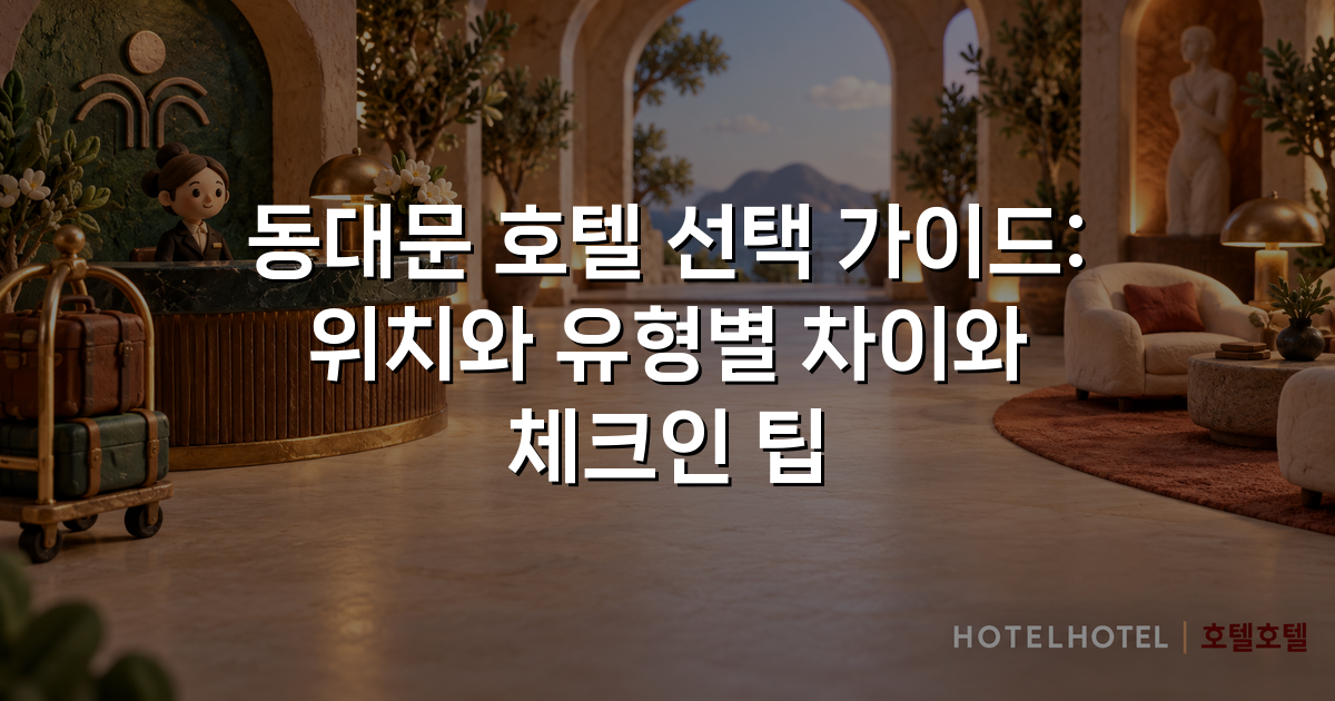 동대문 호텔 선택 가이드: 위치와 유형별 차이와 체크인 팁