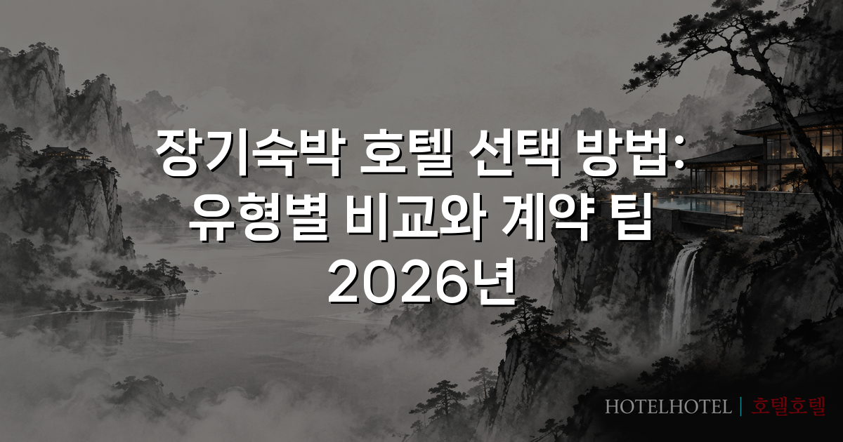 장기숙박 호텔 선택 방법: 유형별 비교와 계약 팁 2026년