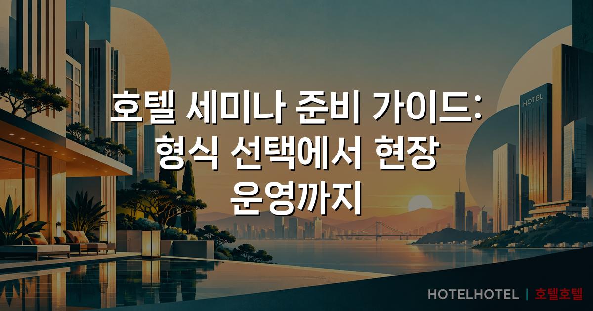 호텔 세미나 준비 가이드: 형식 선택에서 현장 운영까지