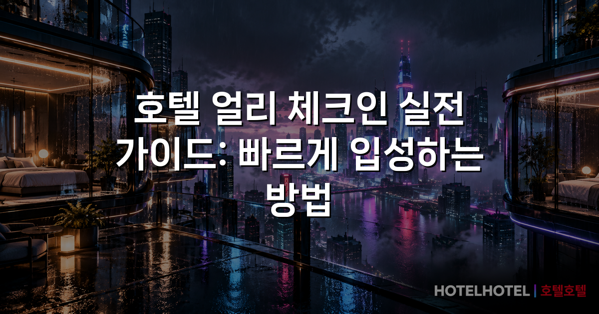 호텔 얼리 체크인 실전 가이드: 빠르게 입성하는 방법