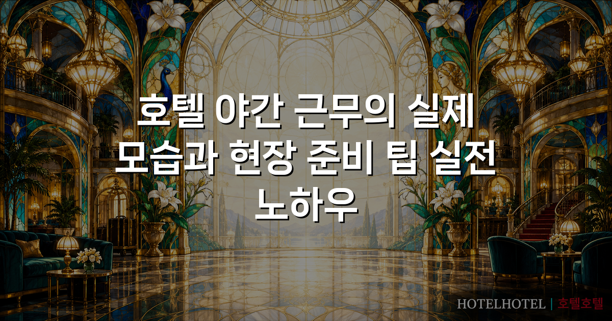 호텔 야간 근무의 실제 모습과 현장 준비 팁 실전 노하우