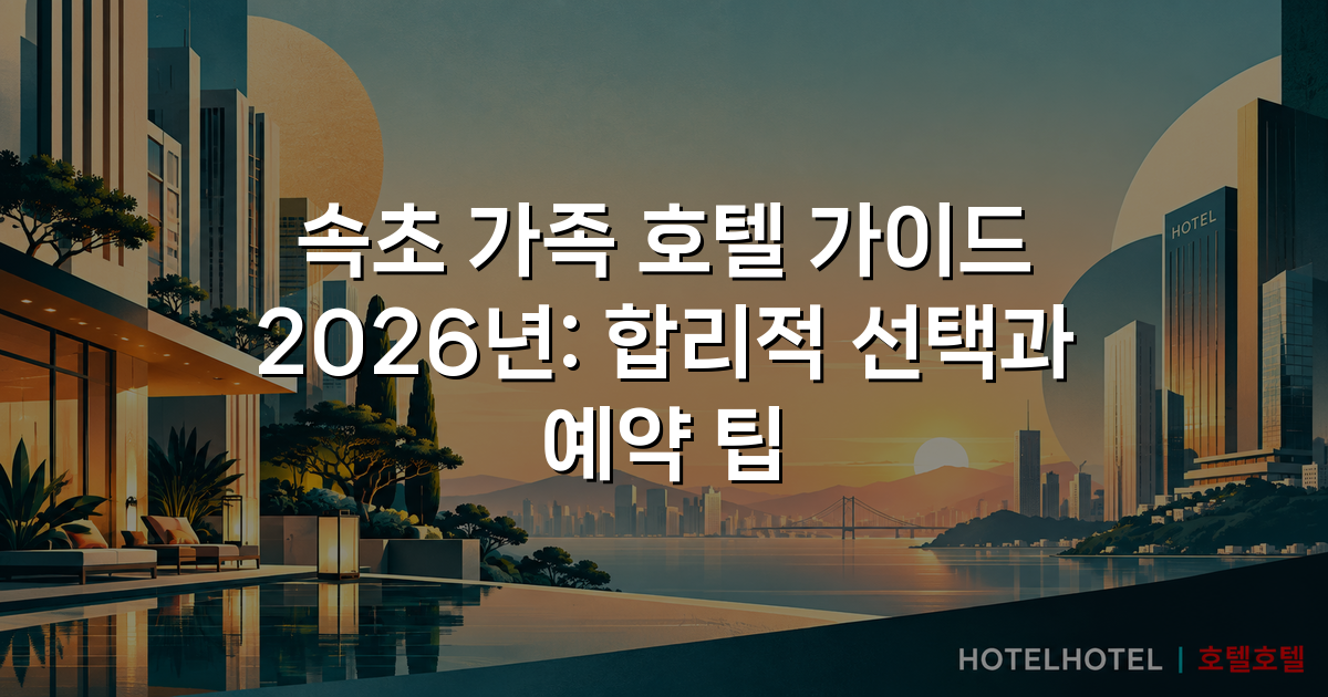 속초 가족 호텔 가이드 2026년: 합리적 선택과 예약 팁