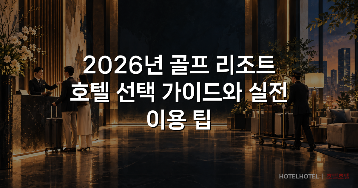 2026년 골프 리조트 호텔 선택 가이드와 실전 이용 팁