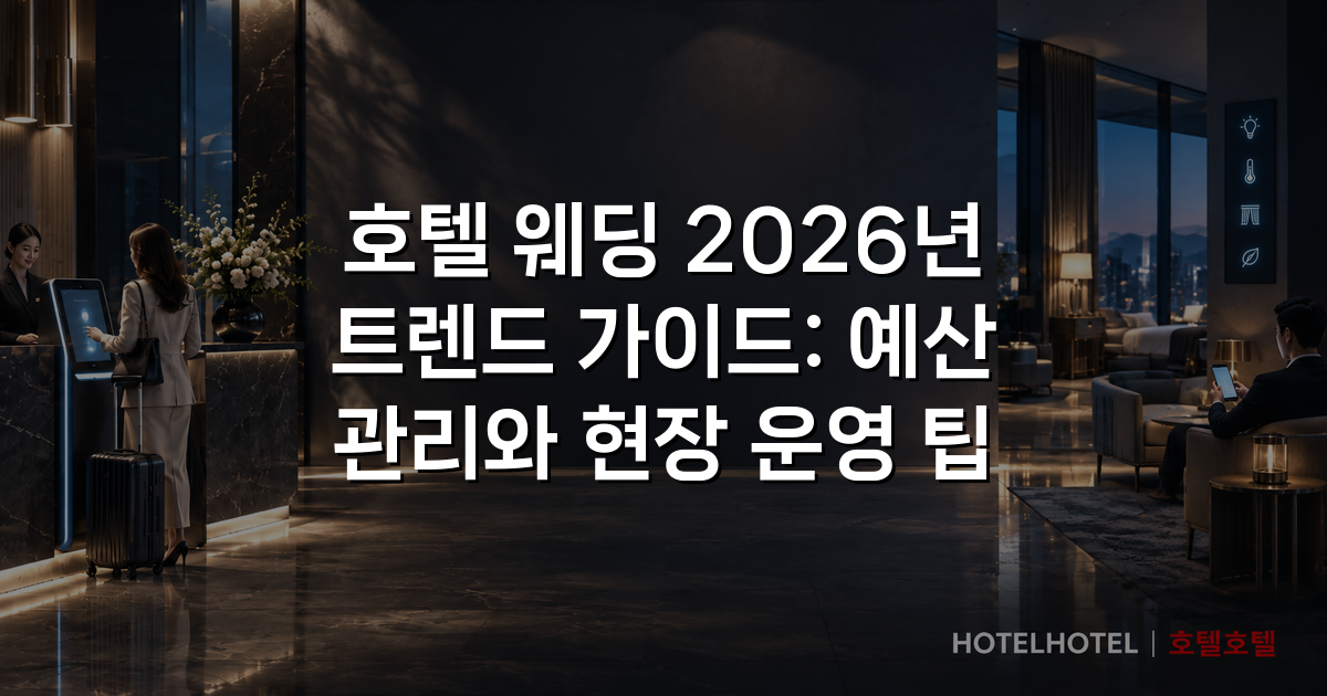 호텔 웨딩 2026년 트렌드 가이드: 예산 관리와 현장 운영 팁