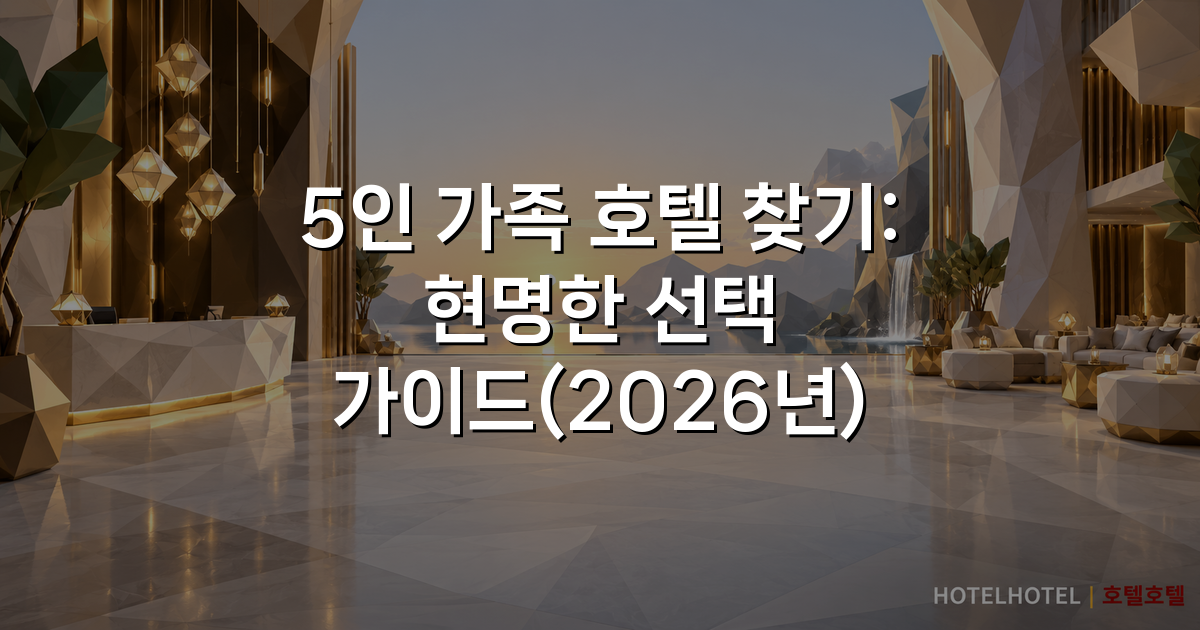5인 가족 호텔 찾기: 현명한 선택 가이드(2026년)