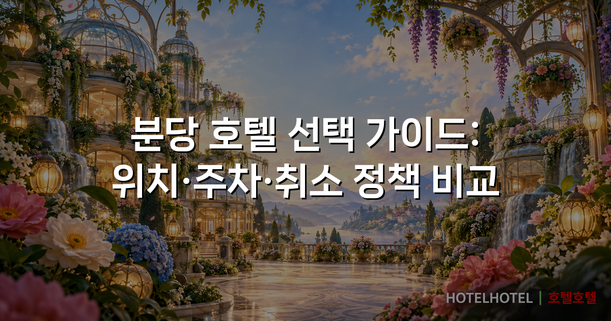 분당 호텔 선택 가이드: 위치·주차·취소 정책 비교