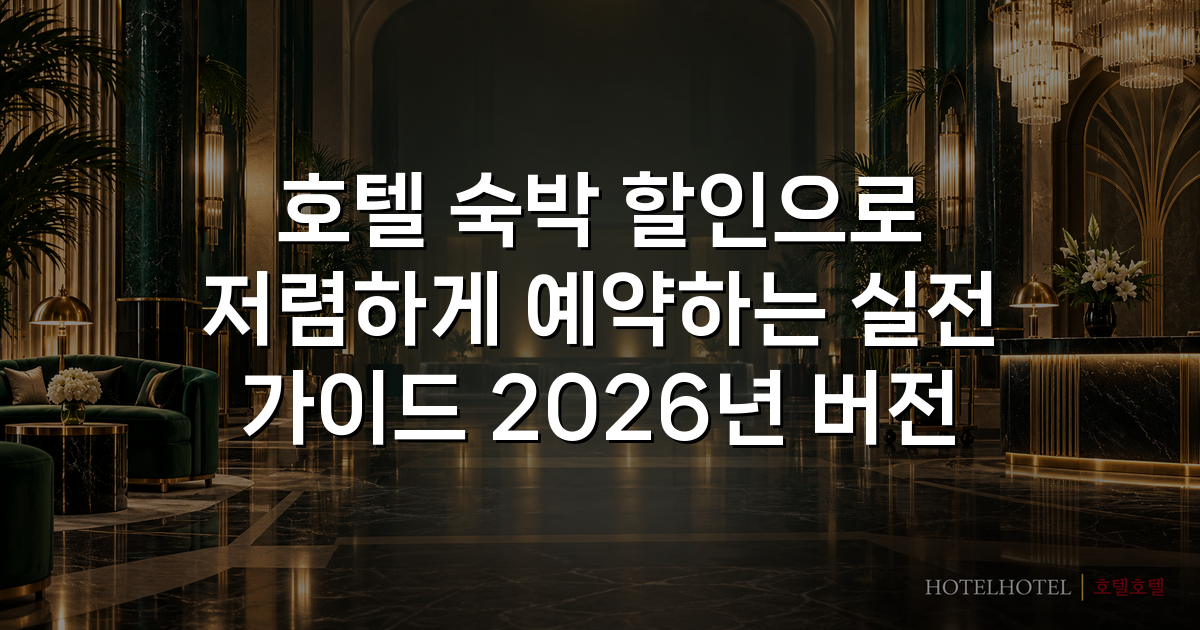 호텔 숙박 할인으로 저렴하게 예약하는 실전 가이드 2026년 버전