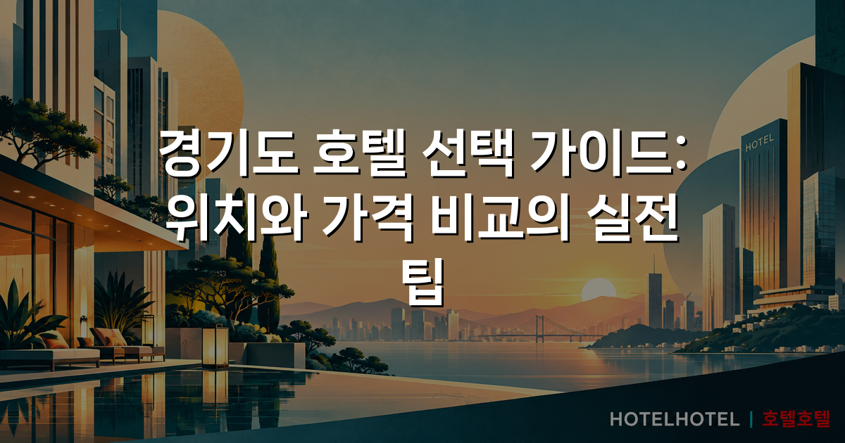 경기도 호텔 선택 가이드: 위치와 가격 비교의 실전 팁
