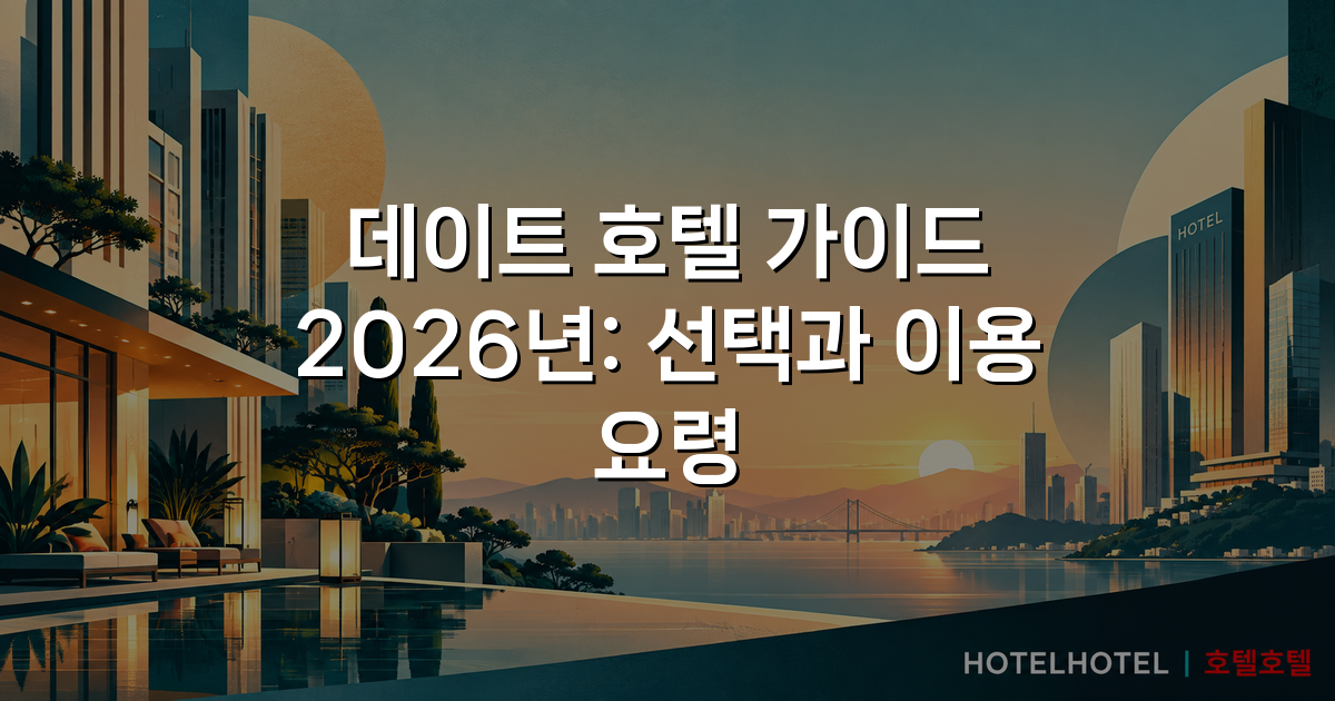 데이트 호텔 가이드 2026년: 선택과 이용 요령