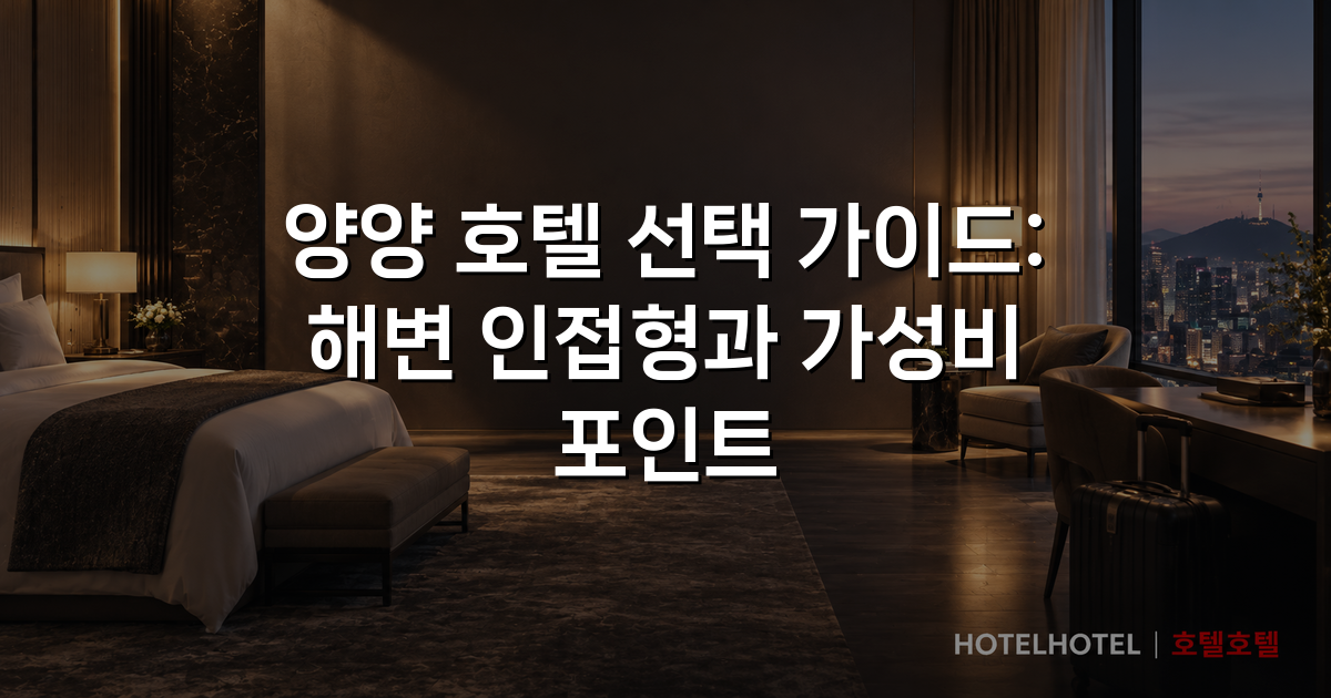 양양 호텔 선택 가이드: 해변 인접형과 가성비 포인트